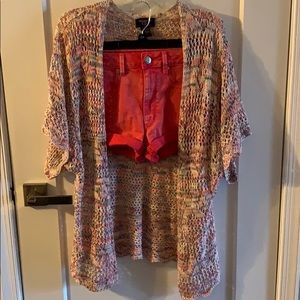 Crochet knit multi-color sweater size Small